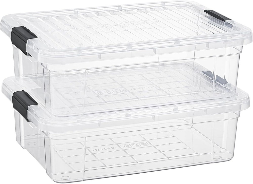 Superio Clear Storage Bins with Lids, 4 Pack- Plastic Storage Boxes - 7.4 Quart