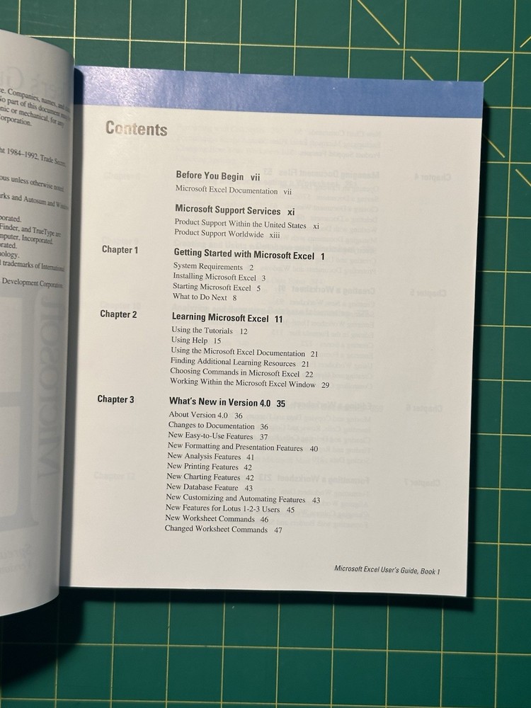 Microsoft Excel User's Guide 1 Version 4.0