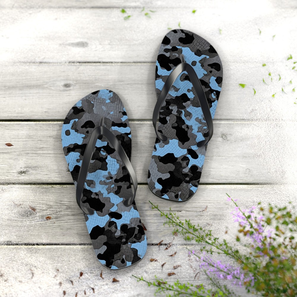 Blue Camo Flip Flops