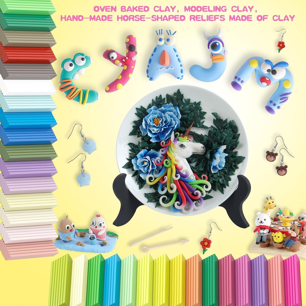 Polymer Clay 72 Colors, Modeling Clay for Kid Sets - Includes Sculpting Tools...