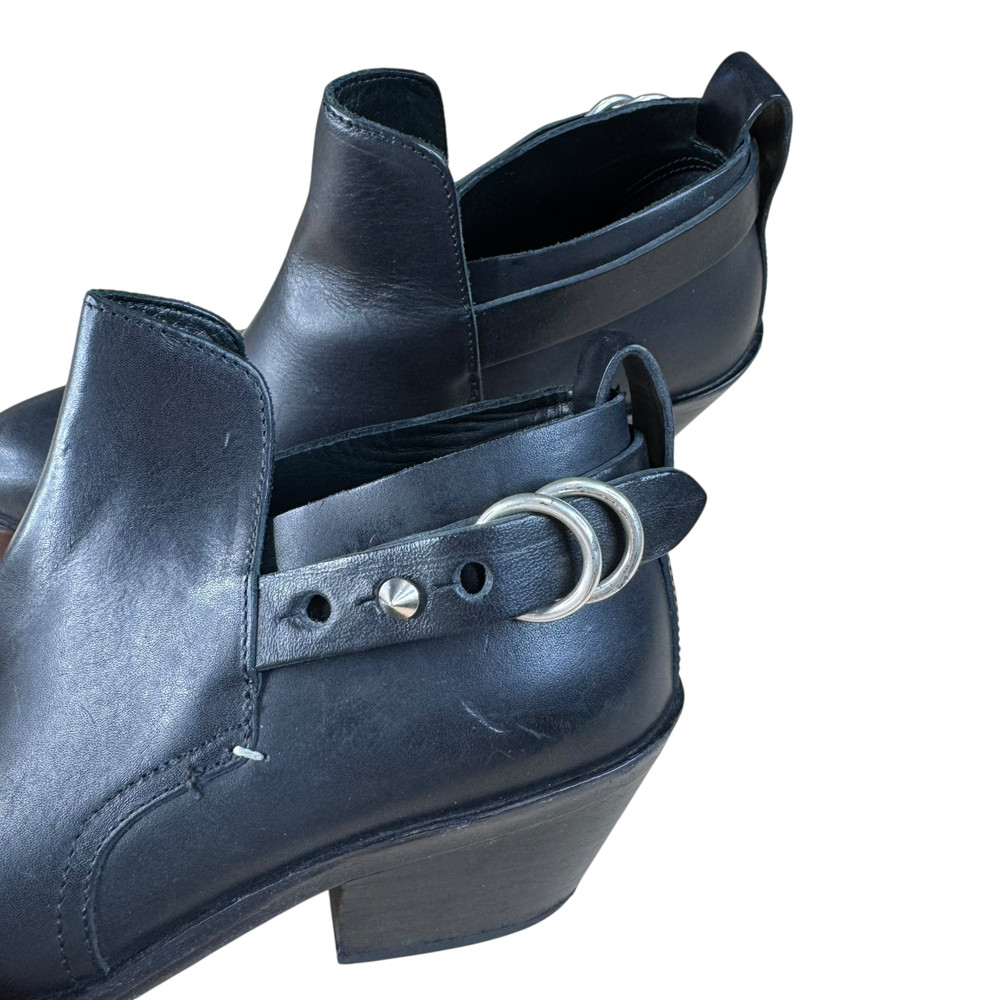 Rag & Bone Boots Size 36.5 Black Leather Ankle Boot Western Ring Stud Style