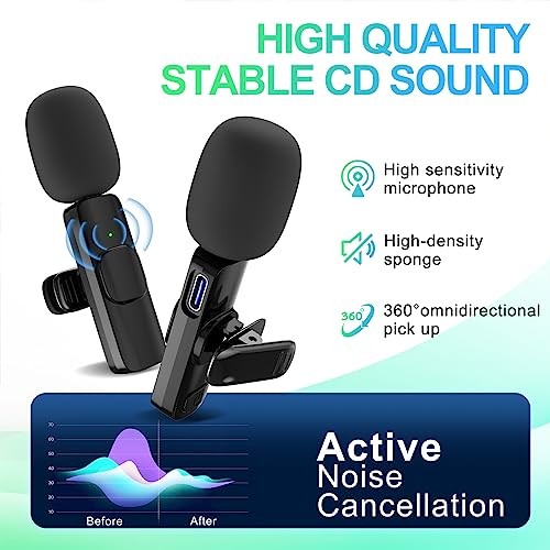 2 Pack Wireless Lavalier Microphone for iPhone, Professional Lapel Lightning