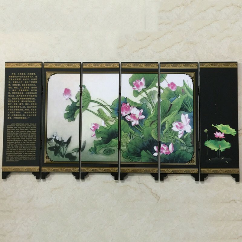48cm Chinese Wooden Folding Screen Privacy Divider Mini Panel Desktop Decor