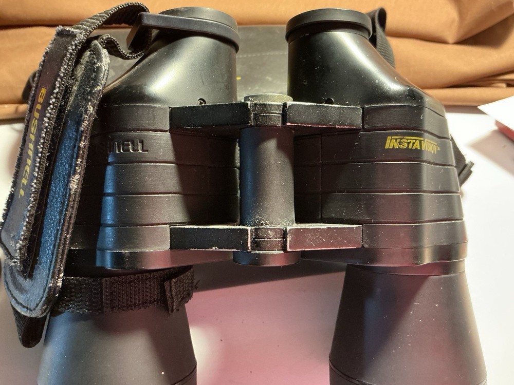 Bushnell Insta Vision Binoculars W/ Case, Lens Caps, Straps, Hand Strap