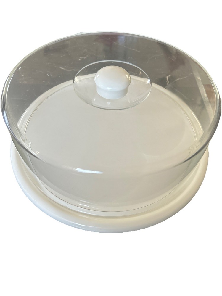 Rotating (lazy susan) White Plastic Cake Stand