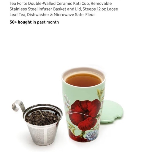 Tea Forte Fleur Steeping Cup with Infuser and Lid New In box