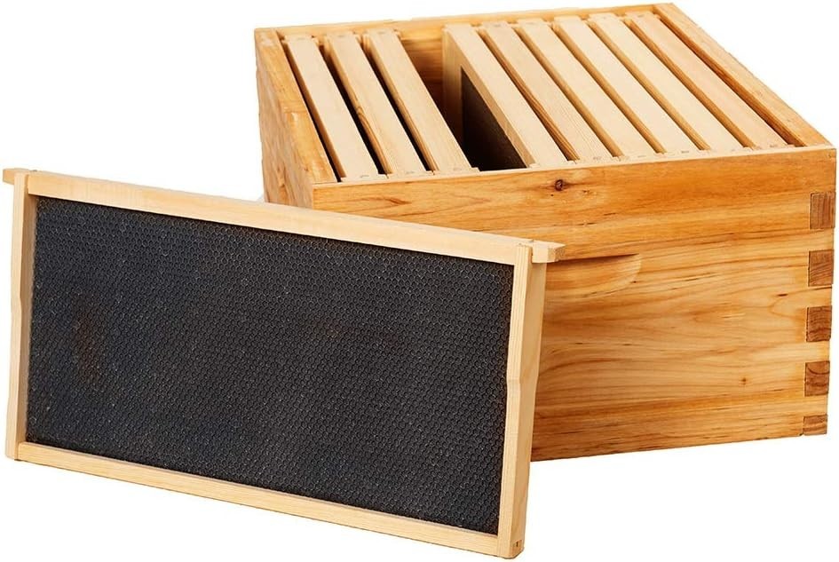 Heavy Wax Coated Unassembled Langstroth Deep/Brood Box with Frames and Beeswa...