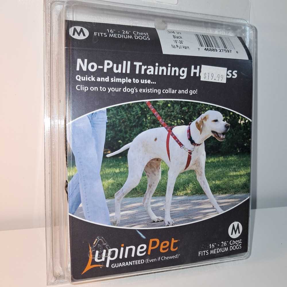 Lupine ¾ inch  No Pull Harness 16 - 26 inch - Medium - Black - Guaranteed