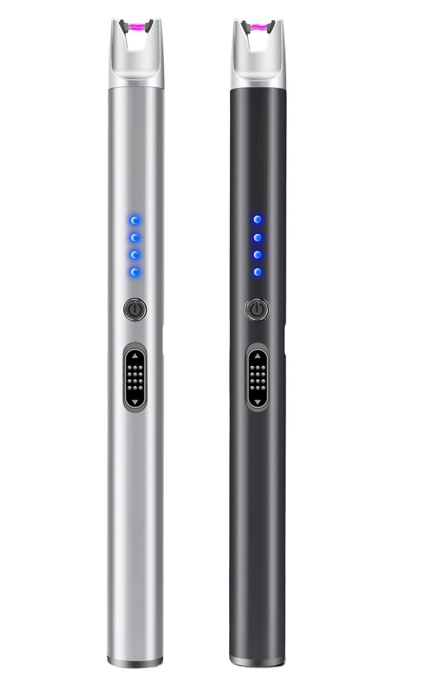 2 Pack Electric Candle Lighter USB Rechargeable Lighters Black+silver