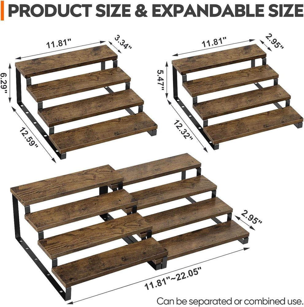 4Pack 4Tier Expandable Spice Rack Organizer Adjustable Step Shelf Storage Holder