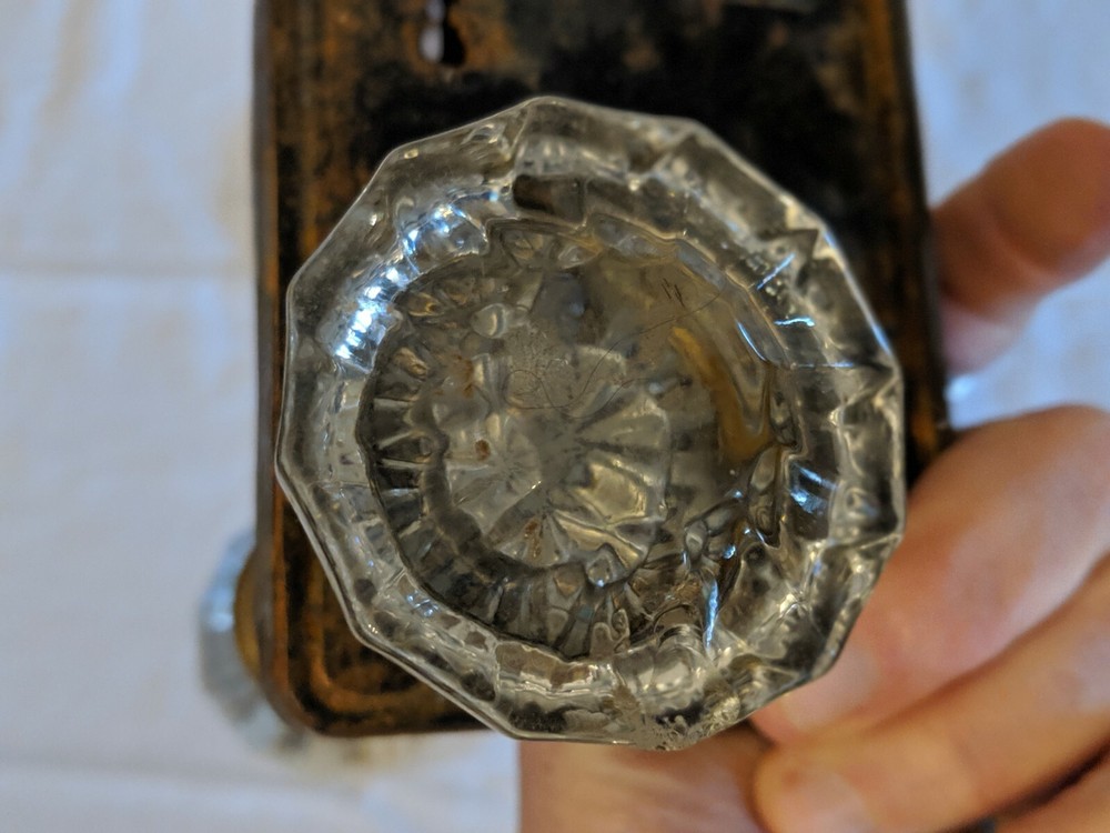 Antique Pair Glass Doorknobs