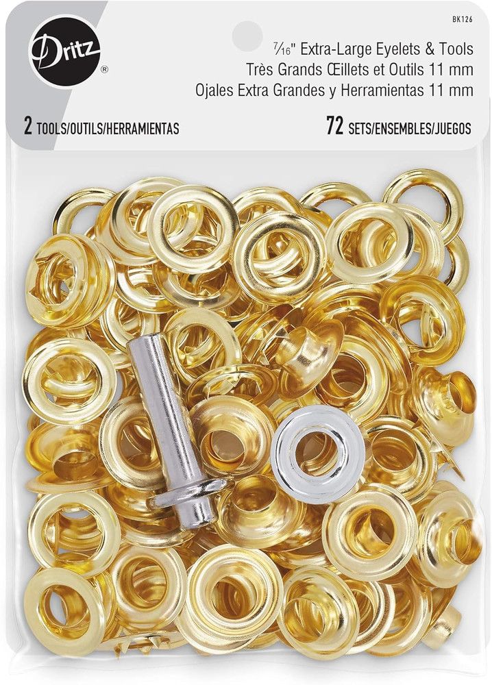 7∕16" Extra Tools, 72 Sets Eyelets, X-Large 7/16", Gold Count