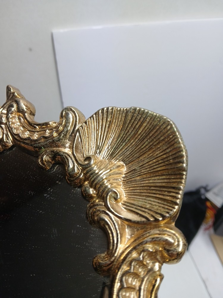 Tabletop brass mirror adjustable decorative looking glass cherub deco rococo sty
