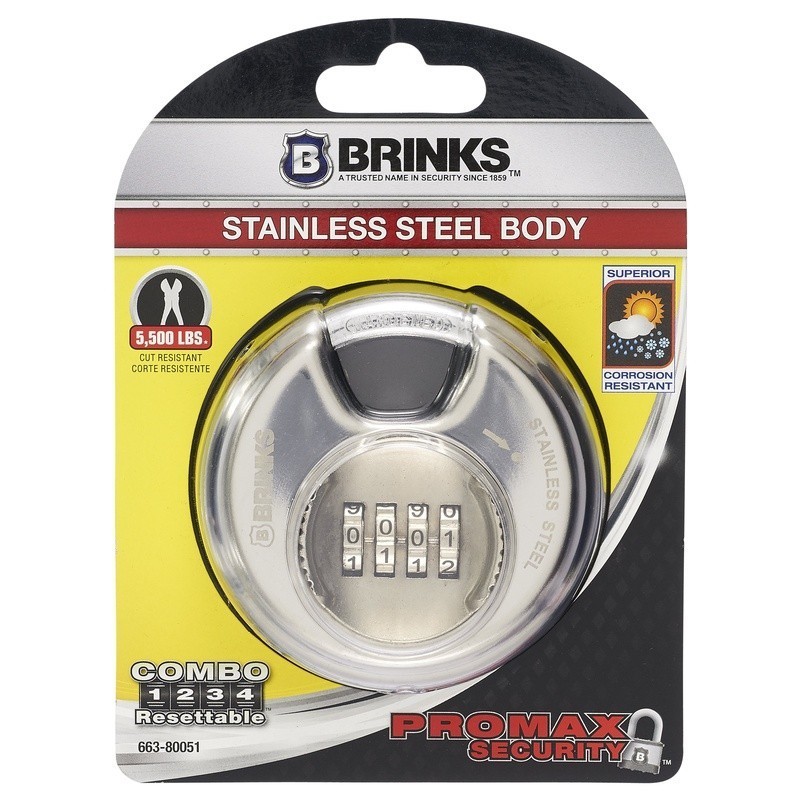 Resettable Discus Padlock 80mm 5500 lbs Cut Resistant Security Lock 4 Dial Combo
