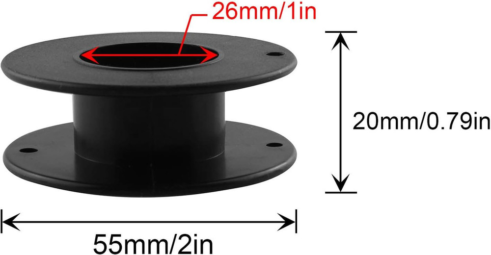 12Pcs 55Mm Plastic Spool Black Bobbin Empty Spools for Ribbon Beading String Wir