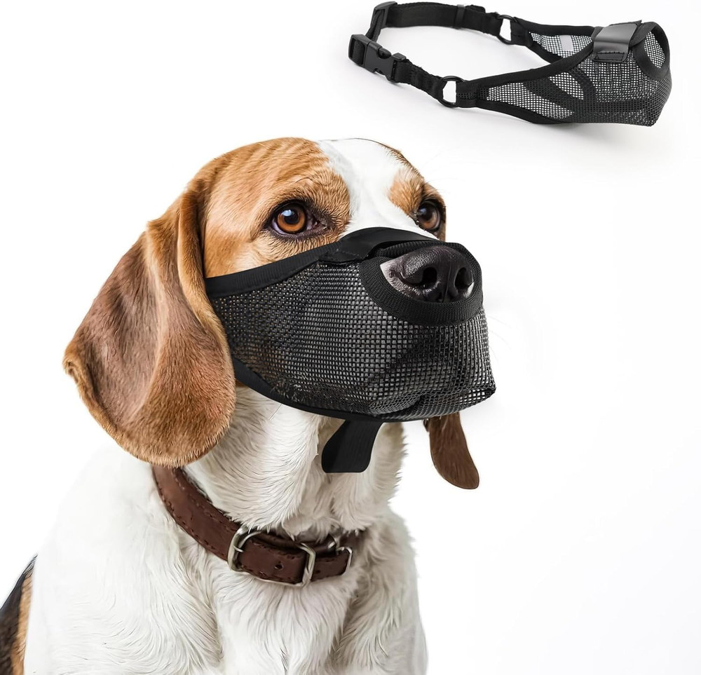 Dog Muzzle for Small Medium Large Sized Dogs, Adjustable Basket Muzzle for Dogs
