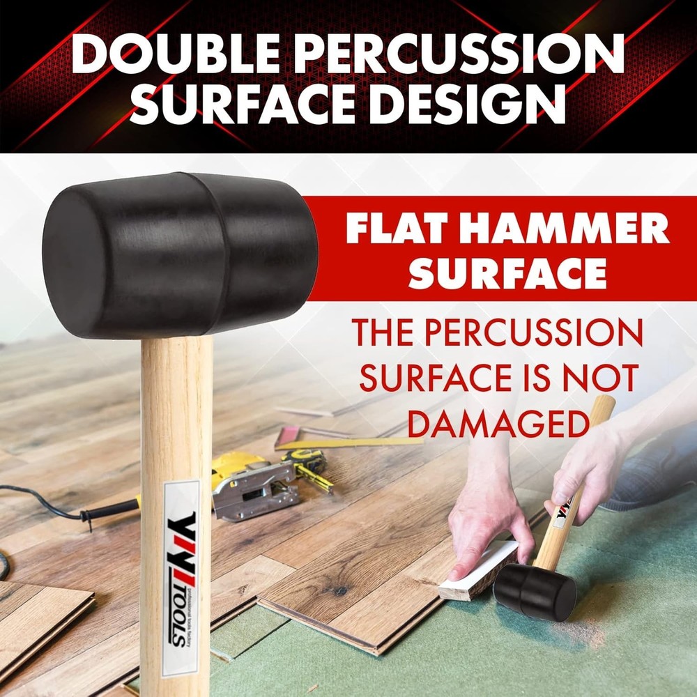 YY-2-005 8oz Rubber Mallet with Solid Wood Handle - Perfect for DIY Projects