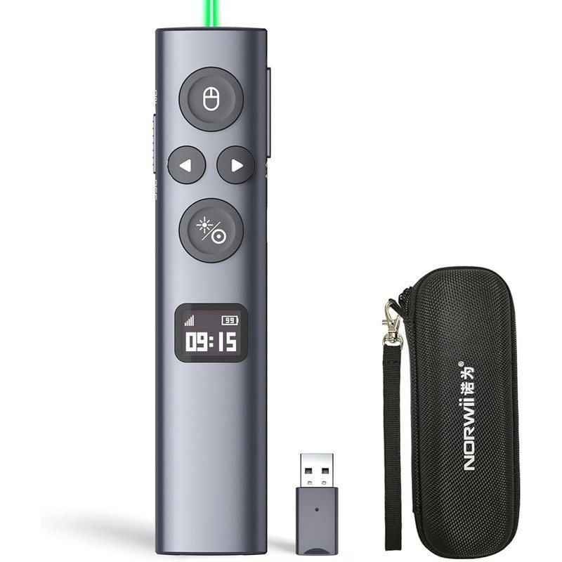 Wireless Presenter W/ Countdown Vibration OLED Display PowerPoint Control Tool