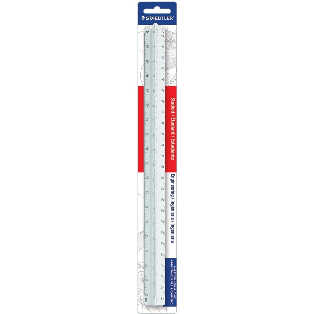 STAEDTLER 12in Engineer Scale Ruler - Triangular Engineering Ruler with 6 Sca...