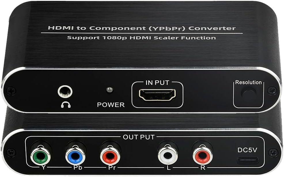 HDMI to Component Converter with Scaler Function, YPbPr 5RCA Black