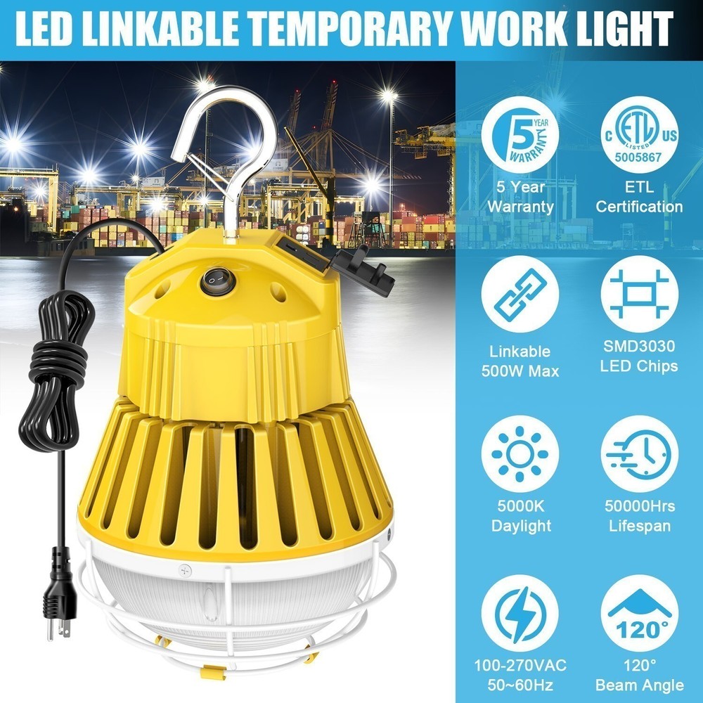 100W LED Temporary Work Linkable 14000LM 5000K for Construction Site