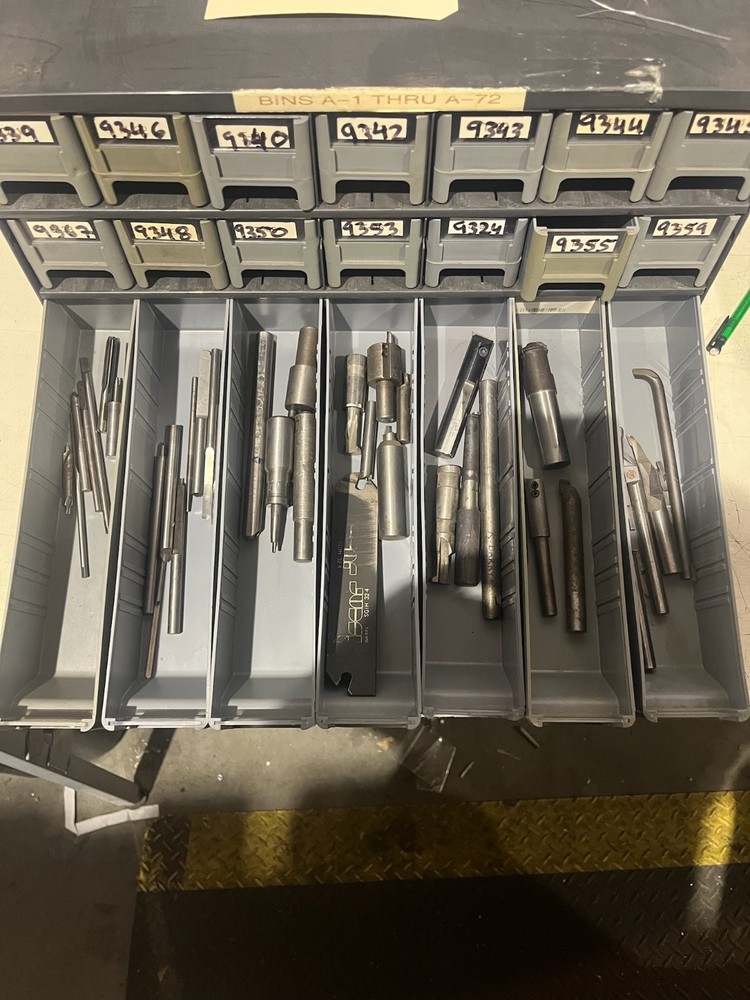 Cabinet w/ 130 Boring Bars & 35 Counter Sinks Same Carbide