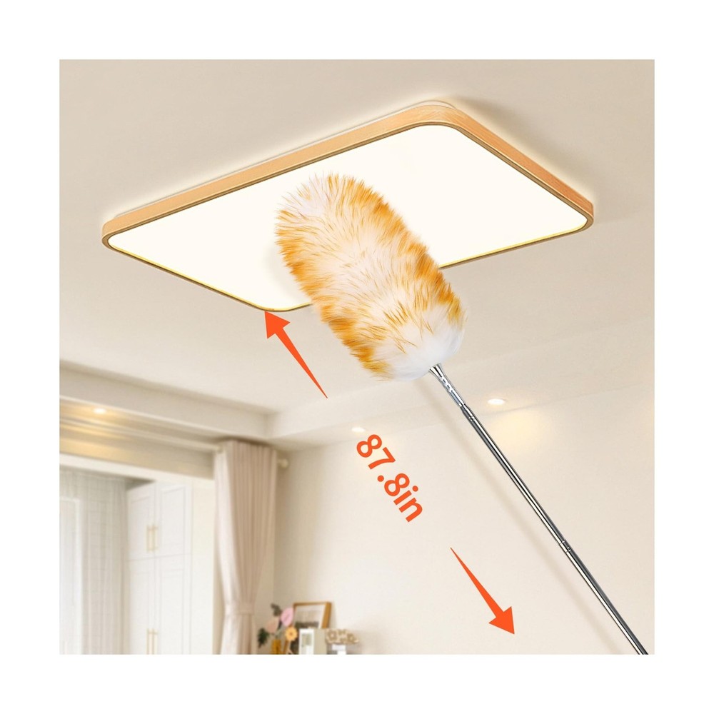 Feathers Duster,Long Telescoping Lambswool Dusters with Stainless S... Fast Ship