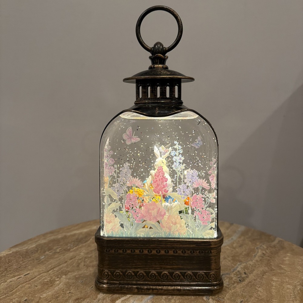 Lighted Bunny & Chick Glitter Globe Lantern- Cracker Barrel