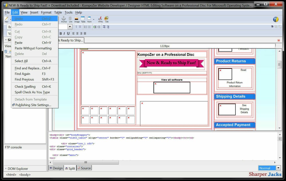 NEW & Fast Ship! KompoZer Website Developer / Designer HTML Editing Software PC