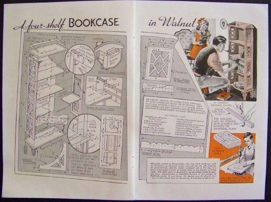 Walnut Chippendale Bookcase 1939 How-To Build PLANS