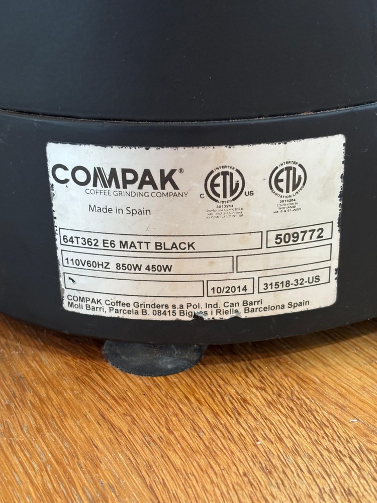 Compak E6 Espresso Grinder - Model 64T362