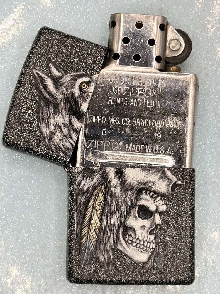 2019 Wolf Skull Iron Stone Zippo Lighter