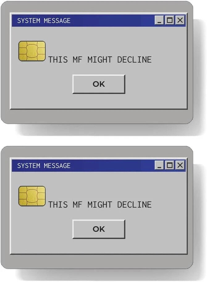 Windows System Message Custom Vinyl Credit Card Sticker - 4 pack