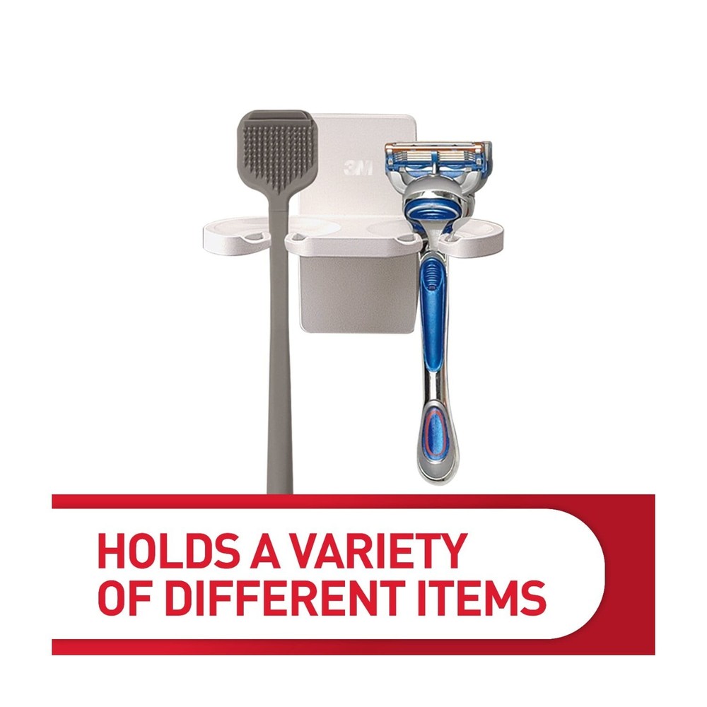 Bath Toothbrush Holder White Plastic 1 Holder 2 Medium Strips Hold 2 lbs