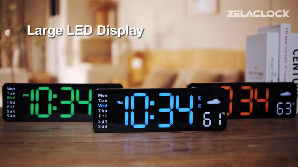 Digital Wall Clock, Digital Clock Large Display with Remote Control, Corded LED