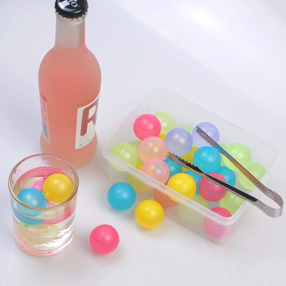 Reusable Ice Cube with Lid and Round - 24 Pack, Multicolor - 24 Pack