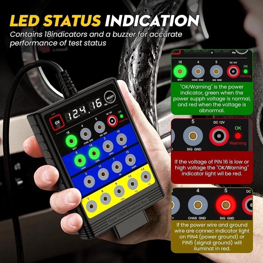 OBD2 Breakout Box TPMS Sensor Programming Power Supply CODING 14V Voltage
