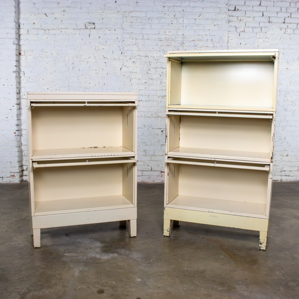 Industrial Rustic Pair Modular Stacking Barrister Bookcase by Globe-Wernicke