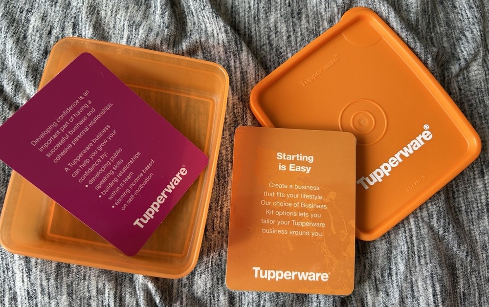 Tupperware Mini Square Away Keeper Small Single Container Logo Host Cards