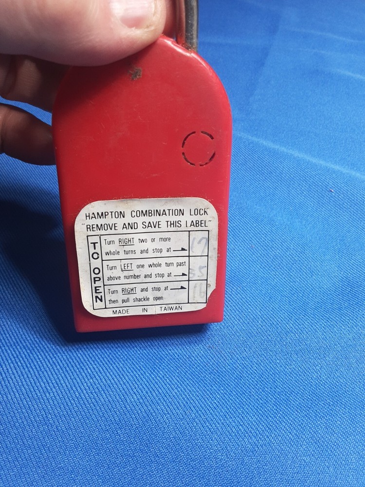 Hampton Dial Combination Lock - RED -Plus Secret Compartment Vtg 2” .X.
