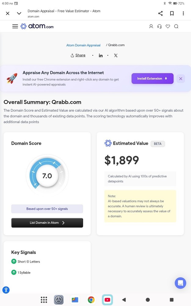 💥QRABB.COM DOMAIN NAME ESTIMATED VALUE IS $1900.00 AT ATOM