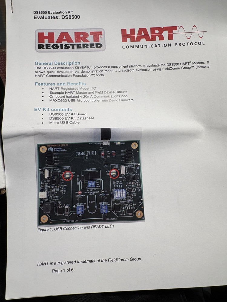 Evaluation Kit for the DS8500 HART Modem