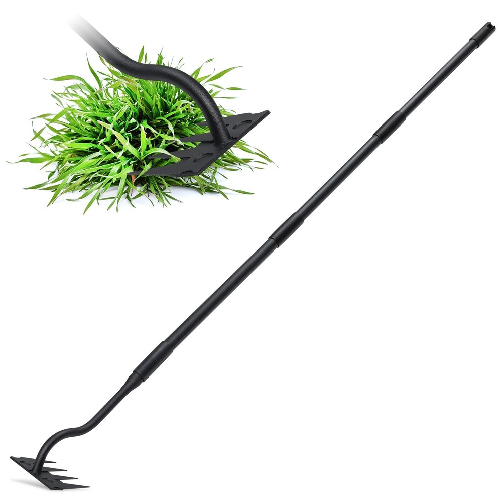 Hoe Garden Tool, Weed Puller Tool Garden Weeding Rake Long Handle 56 inch, 4 ...