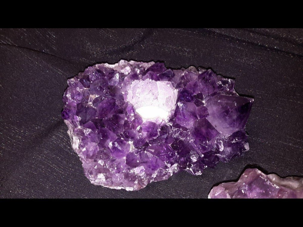 Amethyst Crystal Cluster Tea Light Candle Holder