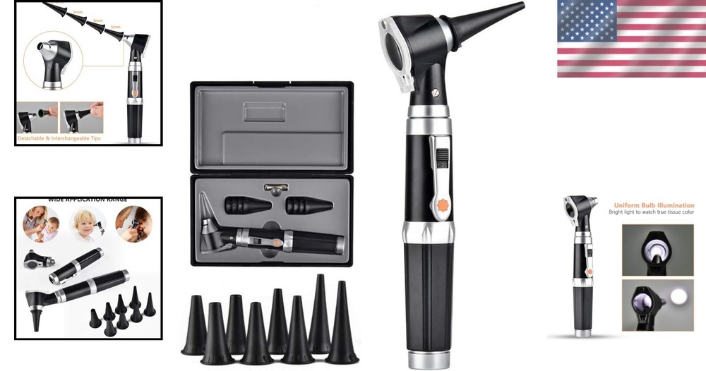 Durable Handheld Ear Magnifier with LED & 8 Interchangeable Tips for All Ages