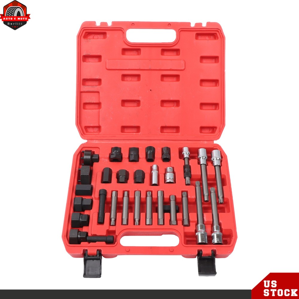 30Pcs Universal Auto Alternator Pulley Remove and Replace Set Alternator Puller