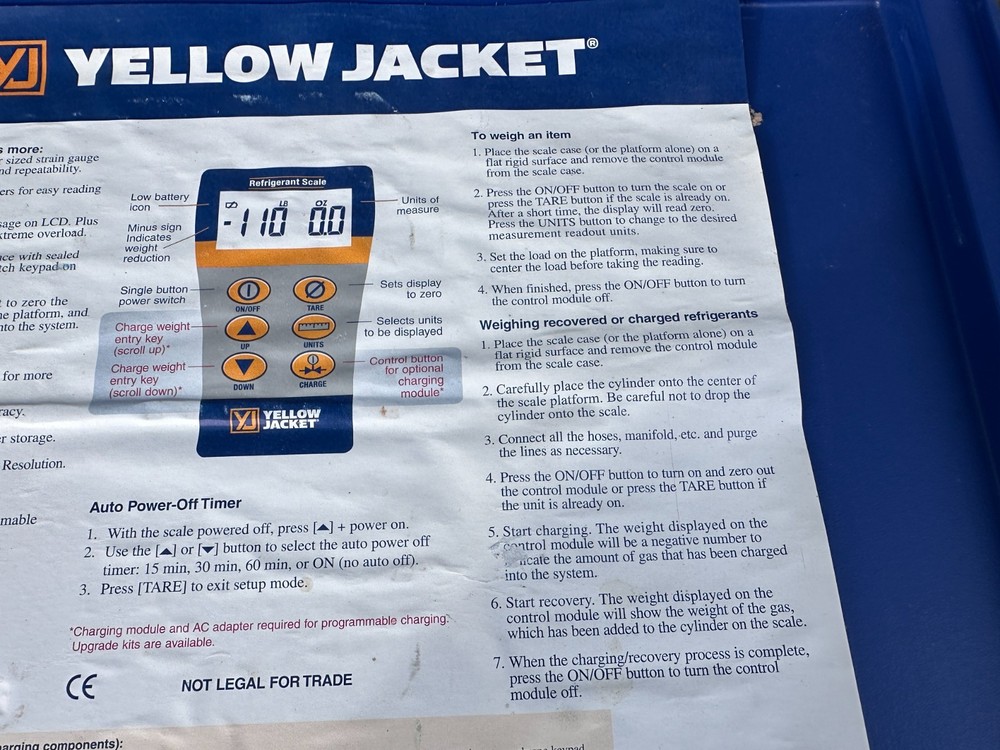 Yellow Jacket Electronic Charging Scale #68802 w/Case