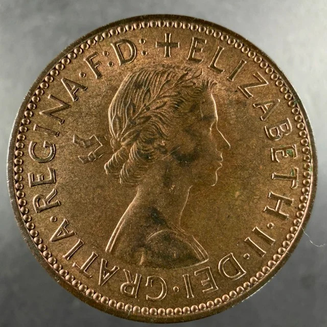 1962 Great Britain Half Penny Ship Reverse Bold Design