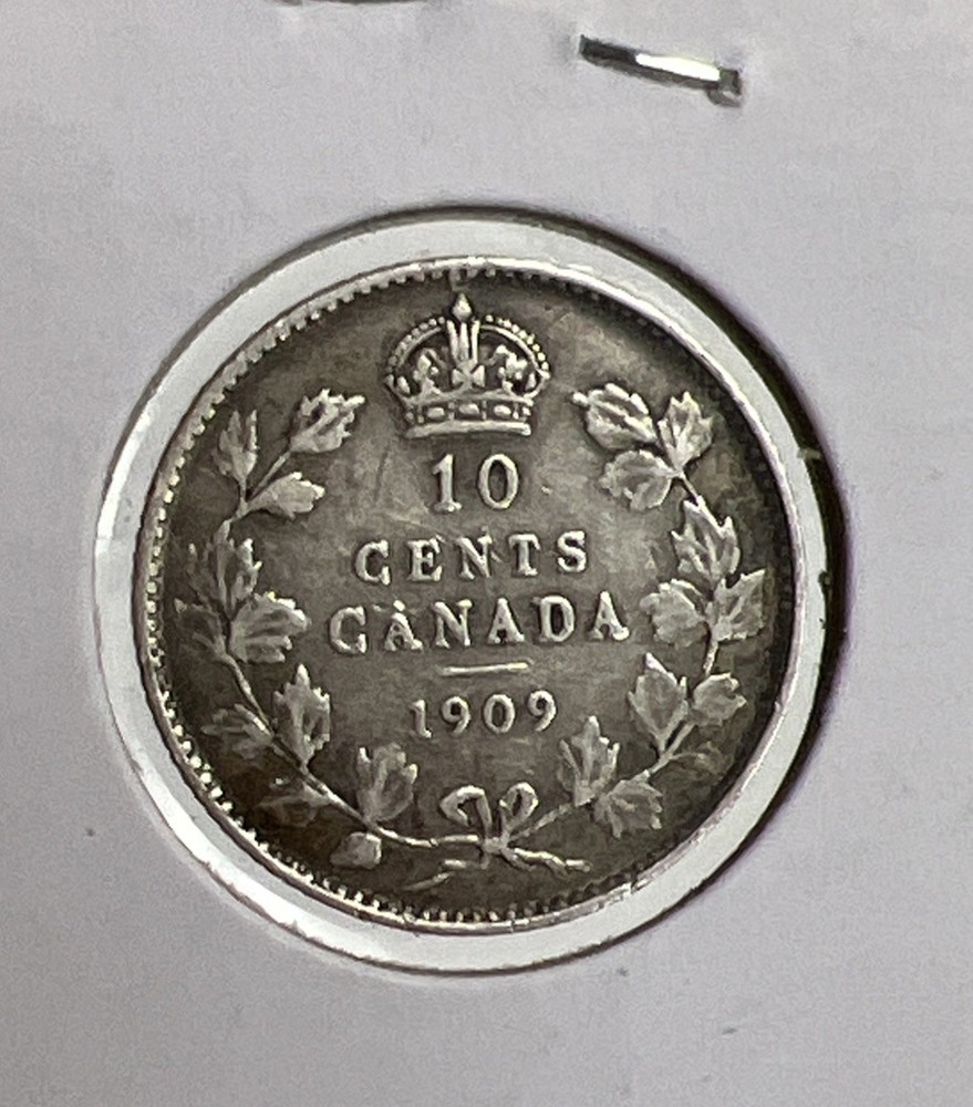1909 Canada 10 Cent Silver Dime Coin