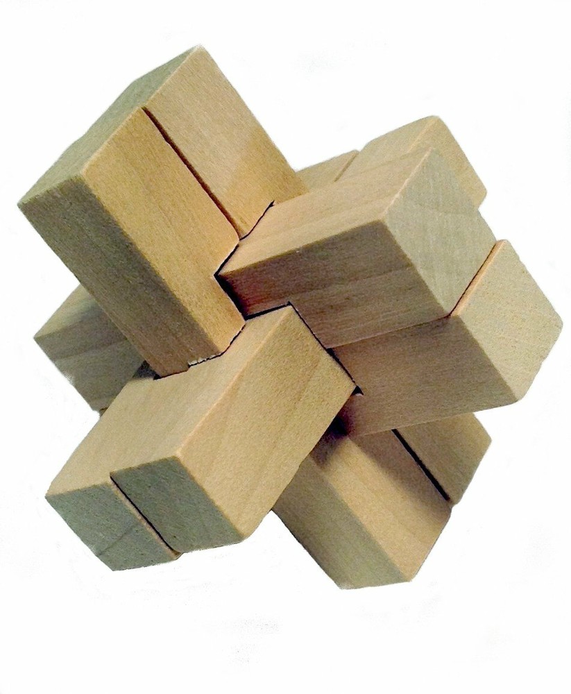 Brain Teaser Wood Interlocking Puzzles Set of 4